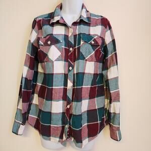 Eddie Bauer Plaid Long Sleeve Button Up Shirt Size L Casual Western